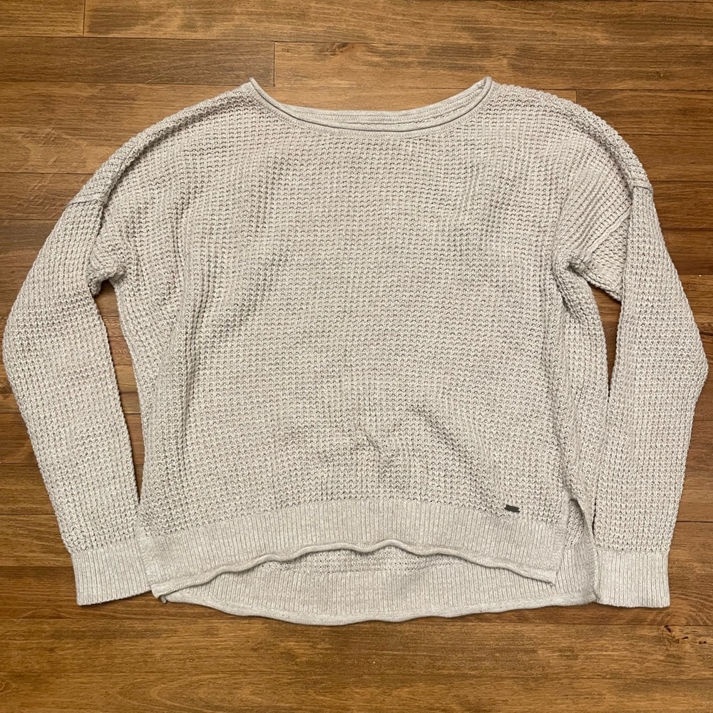 SOLD!!  Waffle knit Hollister Oatmeal Off the shoulder lightweight sweater